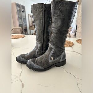 Vintage 100% Leather Designer Boots Blue Washed Ridding  Zip Boots EU 38 US 7.5